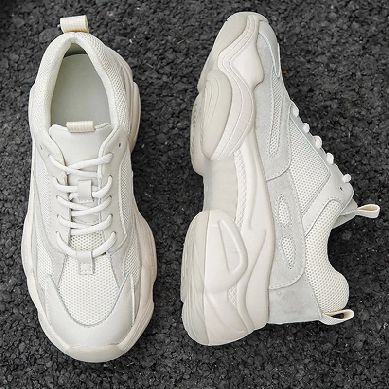 

Genuine Leather Shoes Women Sneakers 2019 Ins Young Ladies Shoes Thick Sole Height Increasing Shoes Female Sneakers YX1712