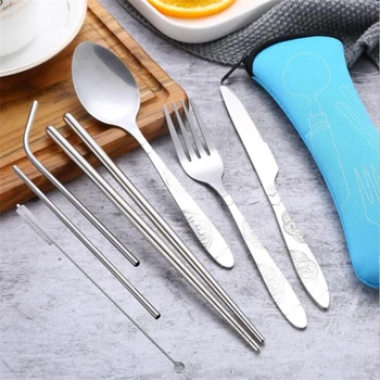 

Stainless Steel Fork Spoon Chopsticks Portable Stainless Steel Tableware Travel Outdoor Camping Cutlery Tools