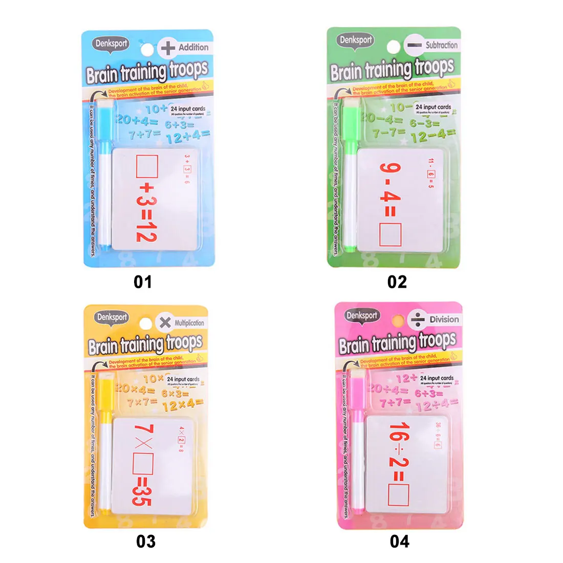 Mathematics Teach Card with Erasable Pen Math Educational Toys for Children Preschool Tool Kindergarten Games