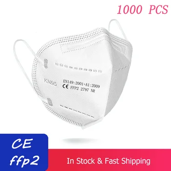 Online Weiß 1000 Pcs KN95 Gesicht Maske 5 Schicht 95% Filter Sicherheit Anti Staub Mehrweg Schutz CE Certificatio Ffp2 Masken Schnelle Verschiffen