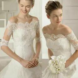 Off Shoulder Wedding Jacket Lace Soft Bridal Half Sleeve Wraps Shrugs