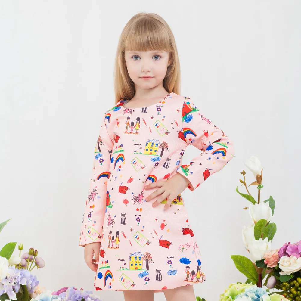 

Autumn And Winter New Style Girls INS Cartoon Long-sleeved Dress INS Hot Selling Foreign Trade Childrenswear a Generation of Fat
