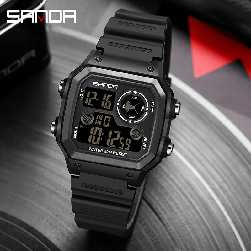 

SANDA Brand Men's Watches Fashion Casual Watch Men Sport Digital Wristwatch Waterproof Military Square Clock Relogio Masculino