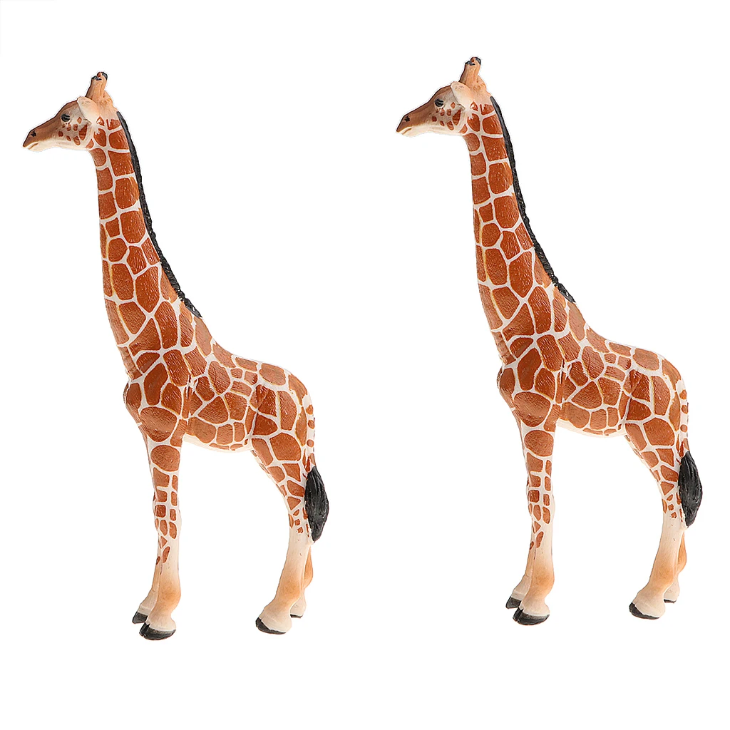 2pcs Realistic Giraffe Figurines, Plastic Wildlife Animal Figures, Easter Eggs Cake Toppers Birthday Gift