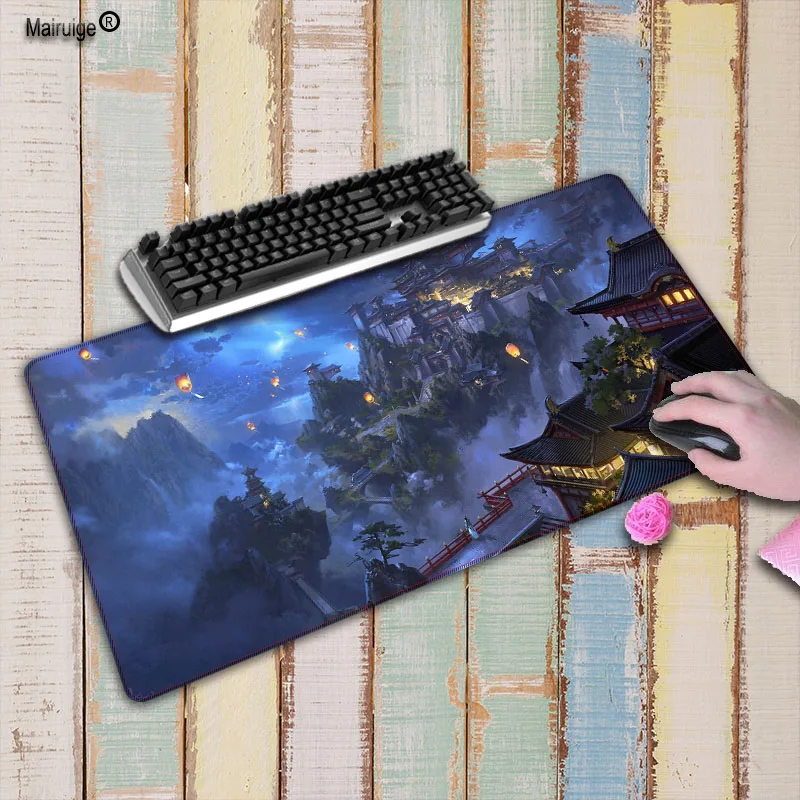  Laumans Fantasy Scenery Speed Large Gaming Mouse Pad Gamer Lock Edge Mouse Keyboards Mat Big Desk M