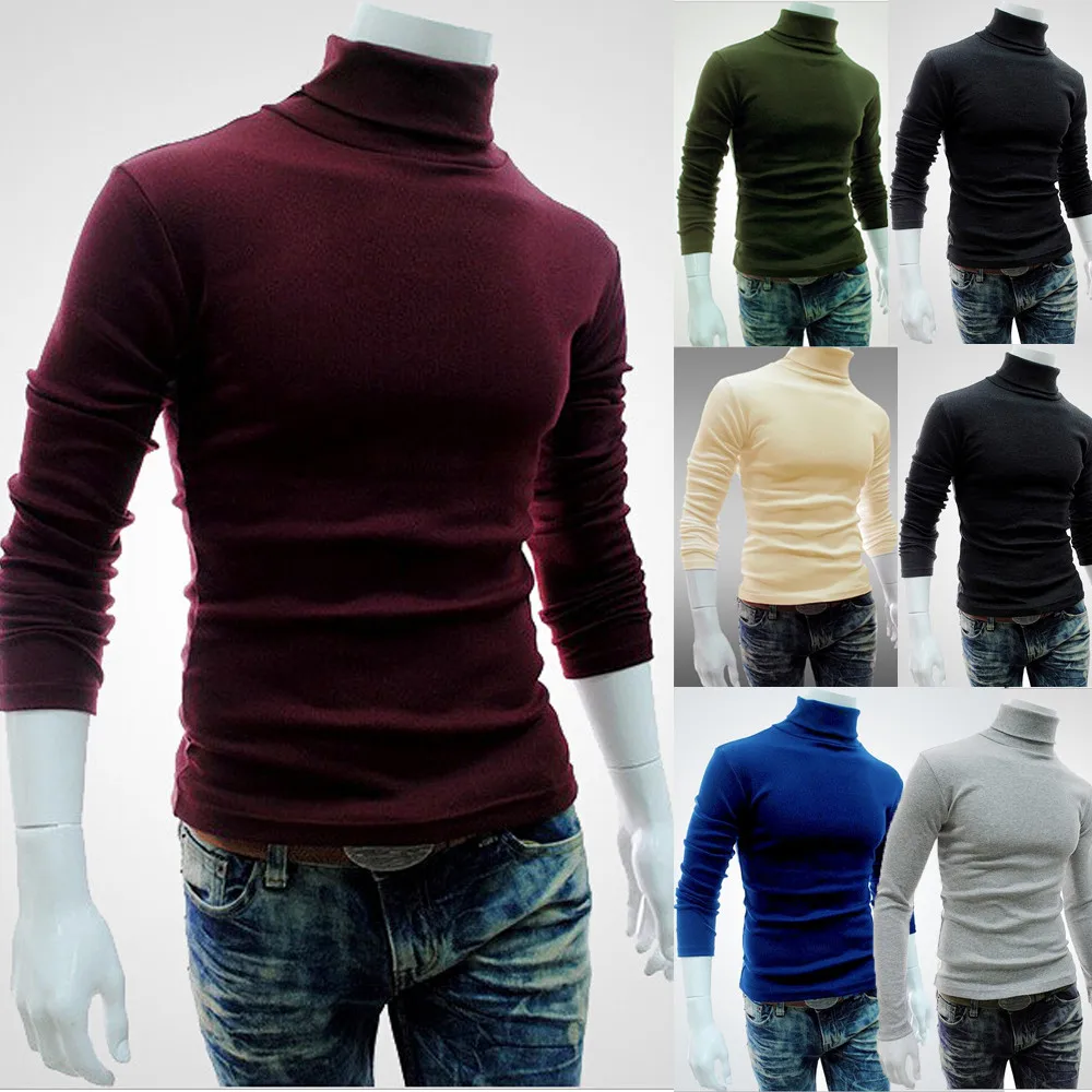 Модная мужская Водолазка с длинным рукавом, теплые свитшоты, водолазка, джемпер, пуловер, вязаный свитер