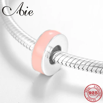 

Authentic 925 Sterling Silver fashion Pink Enamel Spacer stopper Beads Fit Original Pandora Charm Bracelet Jewelry making