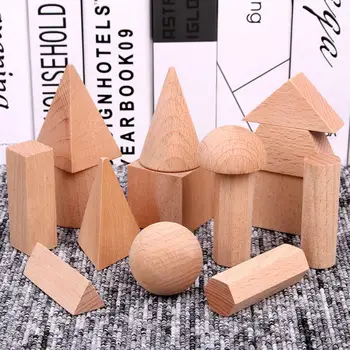 

15Pcs Wooden Blank 3D Geometry Solid Blocks Kids Learning Math Educational Toy Children Geometry Cognitive Early Learning Toy