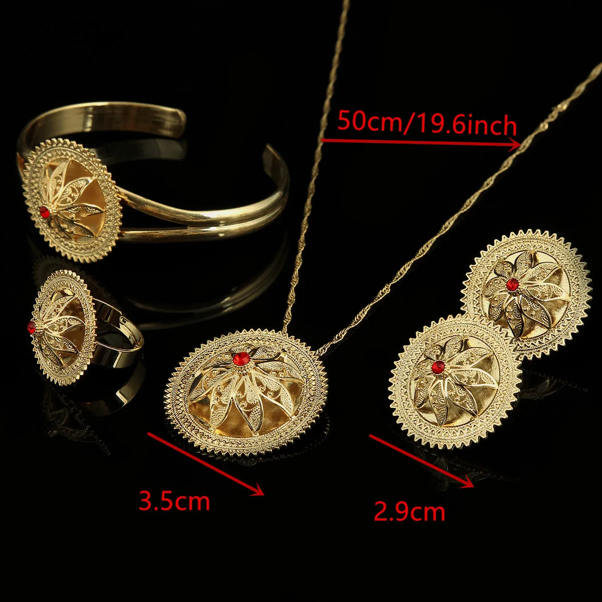 Эфиопский цветок Ювелирные наборы GoldNecklace подвеска серьги кольцо браслет в стиле