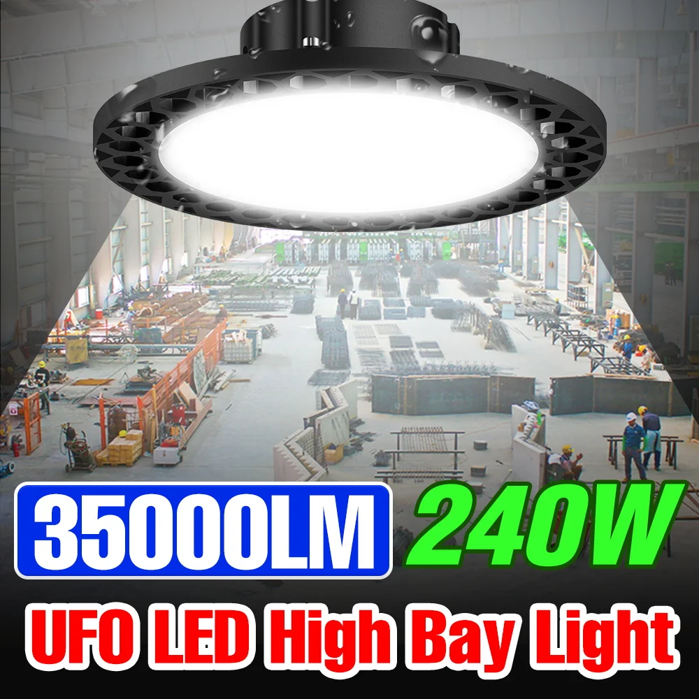 High Bay Light 220V Lamp Garage Bulb UFO Lampara Led Spotlight 100W 150W 200W 240W Industrial Lighting Chandelier For Warehouse