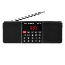 Y-618 мини FM радио цифровой Портативный двойной 3W старио Динамик MP3 аудио плеер w/2 дюймов Экран дисплея Поддержка флеш-накопитель USB TF карты