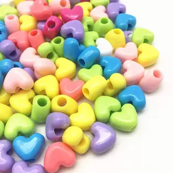 

100pcs 10X12mm Mixed Heart Shape Pony Beads Plastic Spacer Garment Bead for Hair Braids Jewelry Making