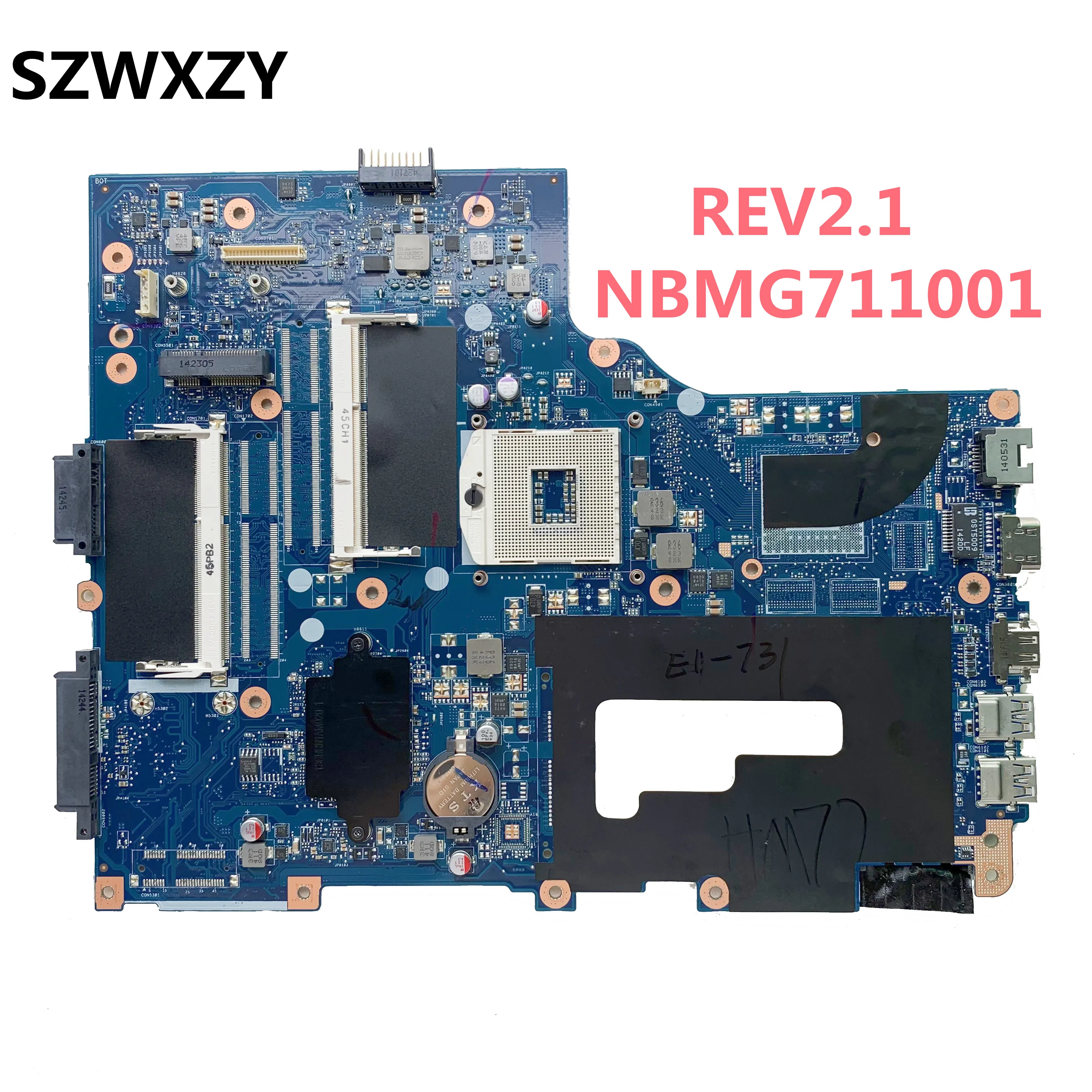 SZWXZY для ACER E1-731 E1-771 V3-771 материнская плата ноутбука NBMG711001 NB.MG711.001 REV2.1 PGA989 DDR3 100%