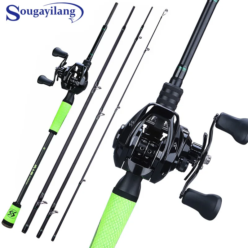 

Sougayilang 4 Section Casting Fishing Rod Combo 2.1M 2.4M Ultralight Portable Fishing Pole 12 +1BB Carp Fishing Reel Combo Pesca