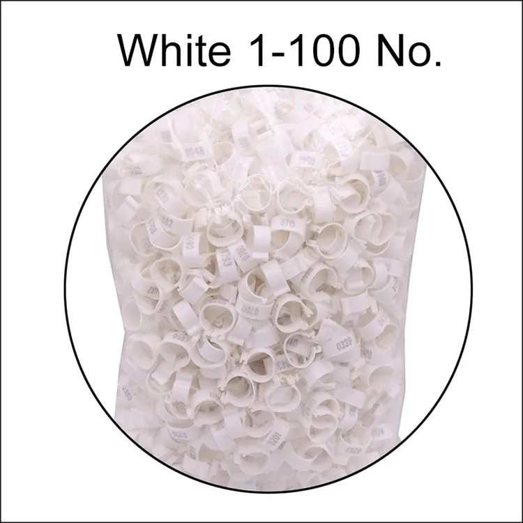 white 100 pcs 1-100 этикетка внутренний диаметр 20 мм пластиковый материал куриные ножки кольцо круглая птицефабрика markerwith ноги кольцо легкое и удобное - Цвет: white 100 pcs