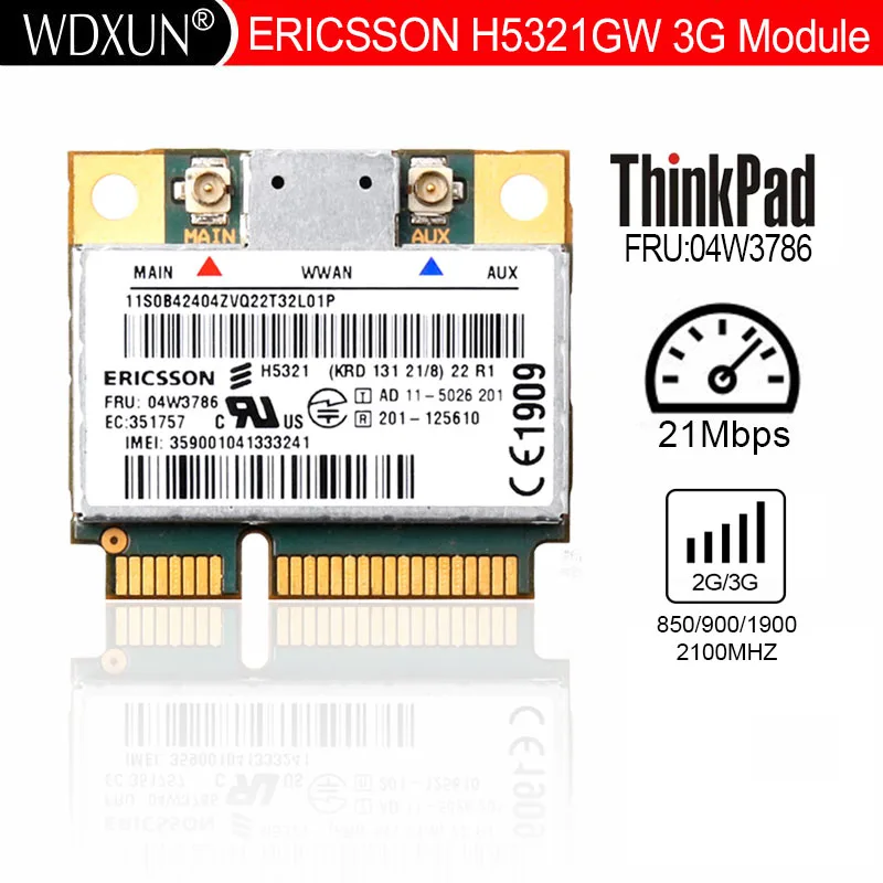 

H5321 FRU 60Y3297 04W3786 half-MINI PCI-E GSM EDGE GPRS HSPA + 21 Мб GPS WLAN-карта для T430 S430 X230 W530 X131 Ericsson