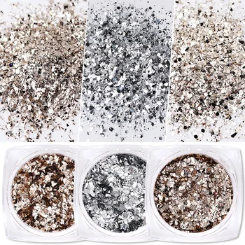 

1 Box Rose Gold Sliver Nail Glitter 3D Sequins Holographics Nail Art Powder Shiny Flakes Sparkly Dust Nail Art Accessories