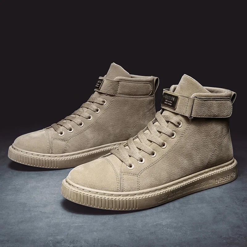 

Hight-top Dull Polish Casual Leather Shoes Men's Trend Versatile Workwear Leather Boot Thick Bottomed Outdoor MEN'S SHOES Bang S