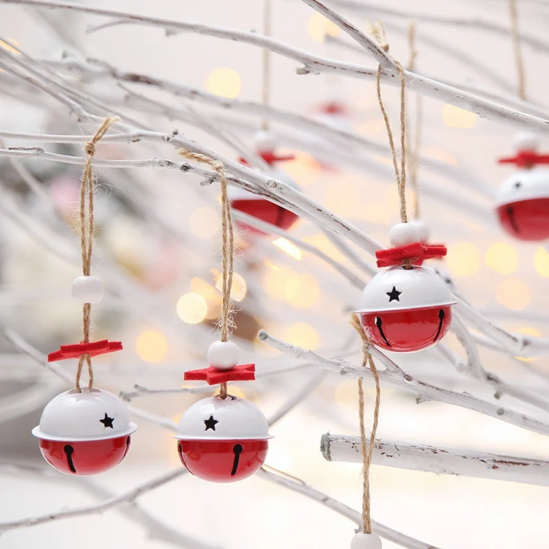 Christmas Bells Red And White Metal Hollow Out Decorative Bells Christmas Pendant Hanging Holiday Decorations