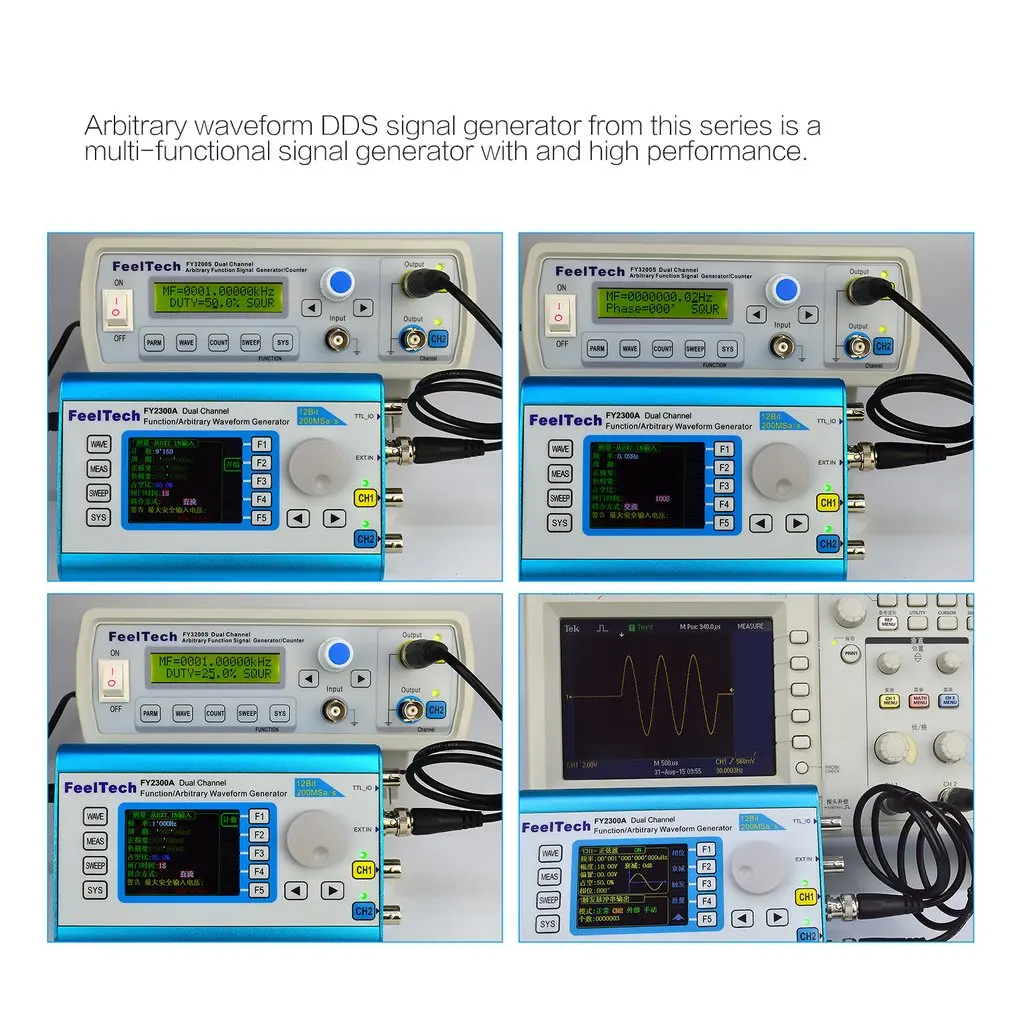 Цифровой DDS Dual-канальный сигнал генератора сигналов произвольной формы Функция 200MSa/s 6 МГц 12 бит Частотомер