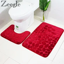 3D тиснение камня коврик для ванной комнаты Набор фланелевых ковриков для туалета покрывало для унитаза коврик для ванной ванная душевая комната коврик для ног