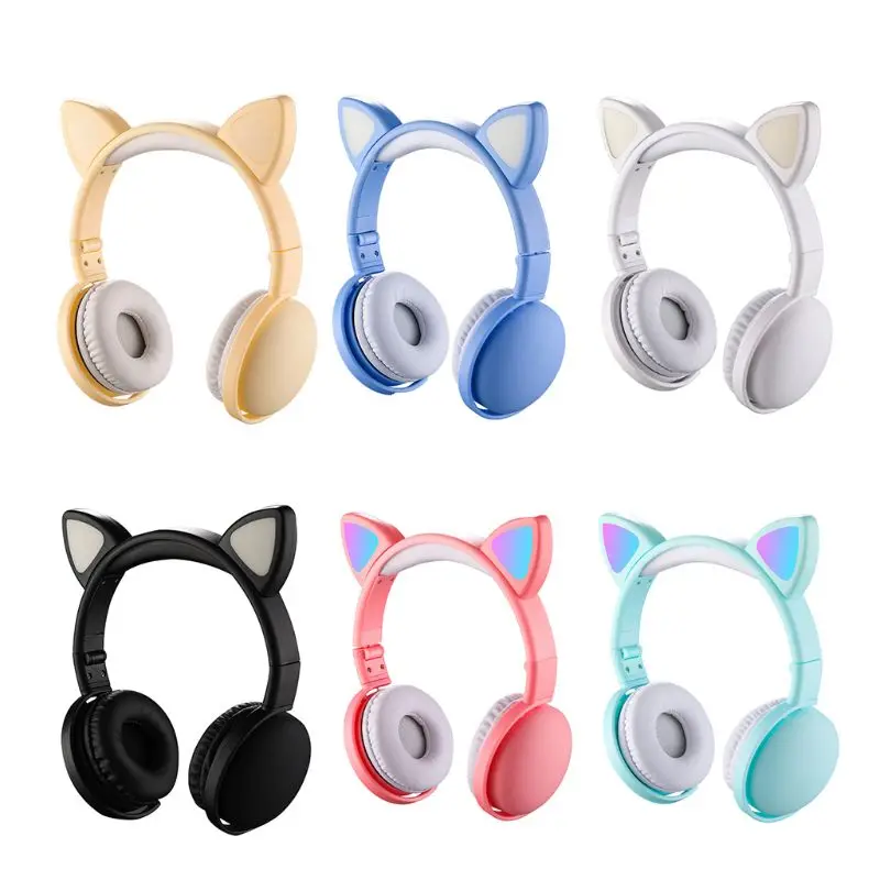 Child LED Flashing Cat Ear Headset Wireless Bluetooth Music Headphones Kids Gift 95AF