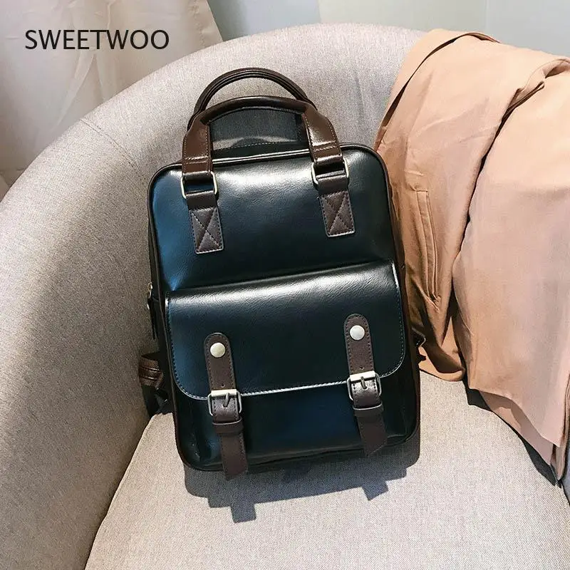 Women Anti Theft Backpacks Students Brown School Bags for Teenage Girls Waterproof Vintage Laptop Leather Big Travel Backpack 4