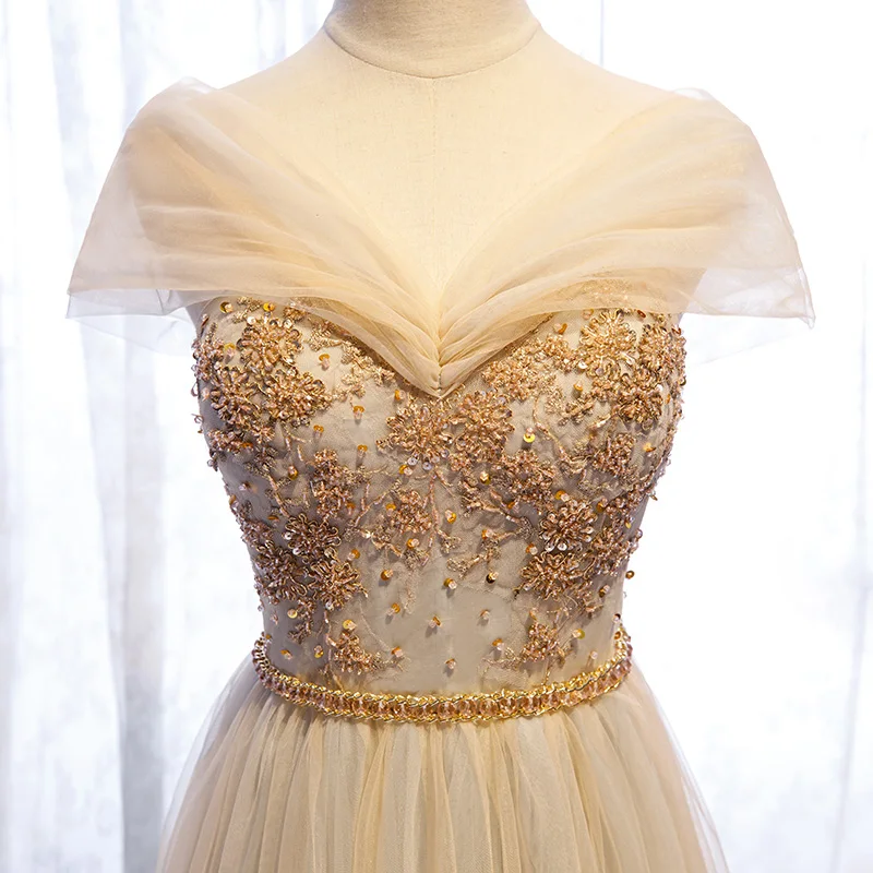 Милое вечернее платье Robe De Soiree Тюль с аппликацией расшитые блестками и бисером вечерние платья длинное платье vestido de festa