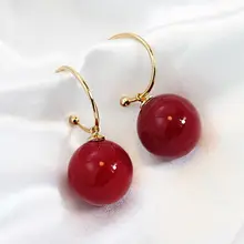 

Fashion Exaggerated Large Round White Red Imitation Pearls Drop Earrings For Women Party Dangle Earrings Gift