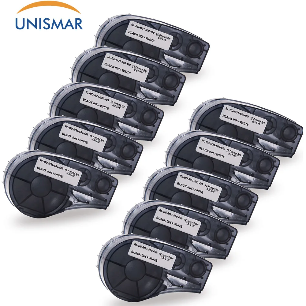 Unismar 10 шт. Совместимость с Brady M21 500 499 лента 12 7 мм * 4 9 м черный на белом для BMP21 Plus IDPAL
