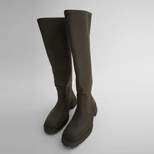 Topfight modelos botas acima dos joelhos femininas verde cáqui laminado bota plana inverno altura do joelho sapatos tamanhos 35-40