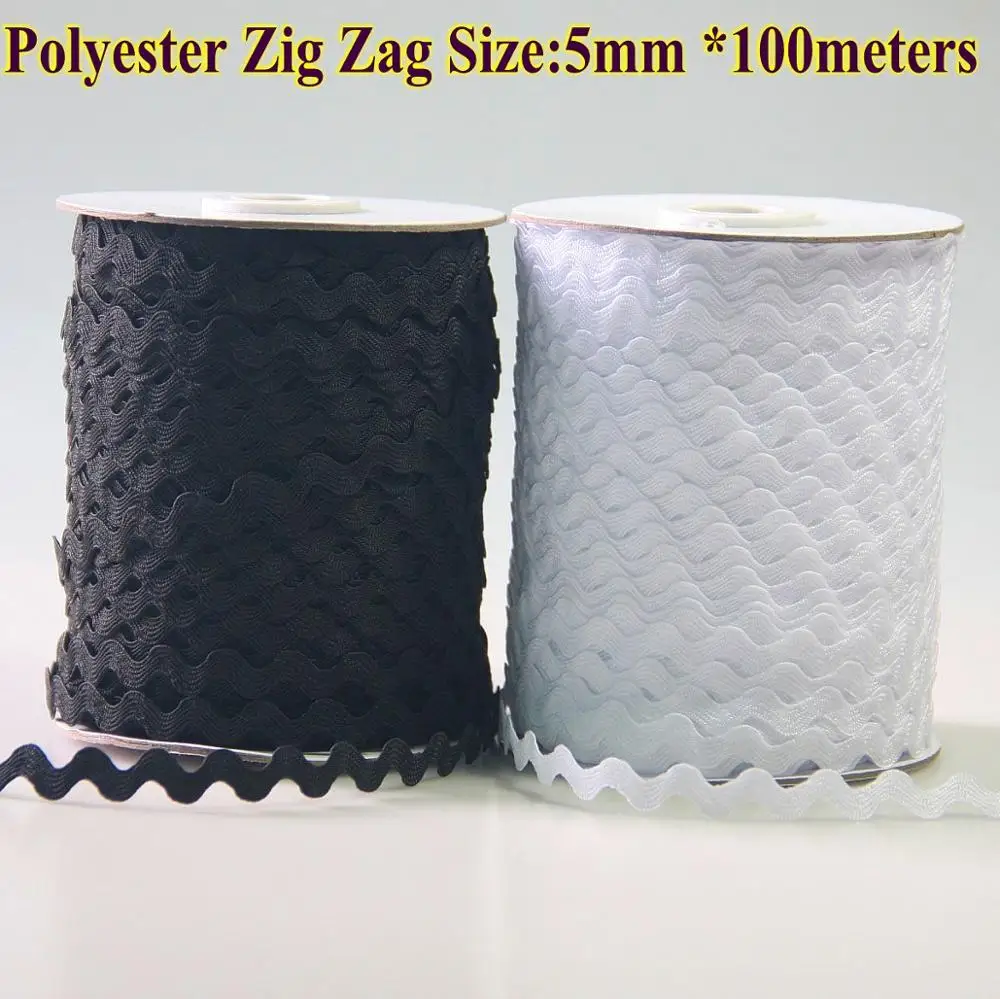 Бесплатная доставка-лента Zig zag Ric rac ширина 5-6 мм 100y/рулон цвет белый DIY аксессуары