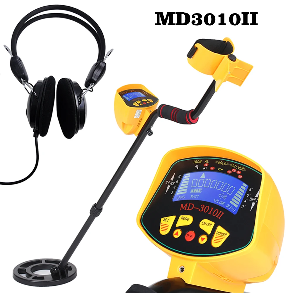 KKMOON металлоискатель MD3010II Подземный контактный указатель металлоискатель детектор золота Охотник за сокровищами инструмент для поиска гуси - Цвет: Yellow with Earphone