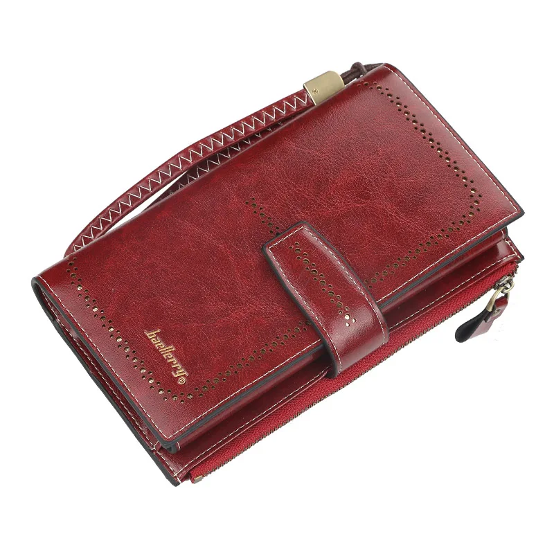 

Long Wallet Female Leather Wallet Clutch Purse Red Pink Women Zipper Wallets Purse Strap Money Bag Coin Female Purse for iPhone