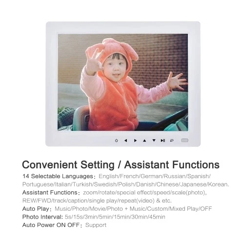 10 Pollici Hd Digital Photo Frame Desktop di Album/Immagine di Visualizzazione/1080 P MP4 Video/MP3