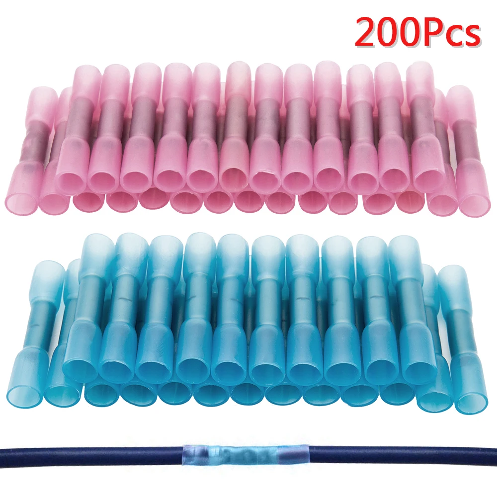 

200pcs Color Waterproof Heat Shrink Butt Connectors Electrical Wire Splice Cable Crimp Terminals Connectors Wire End Ferrules