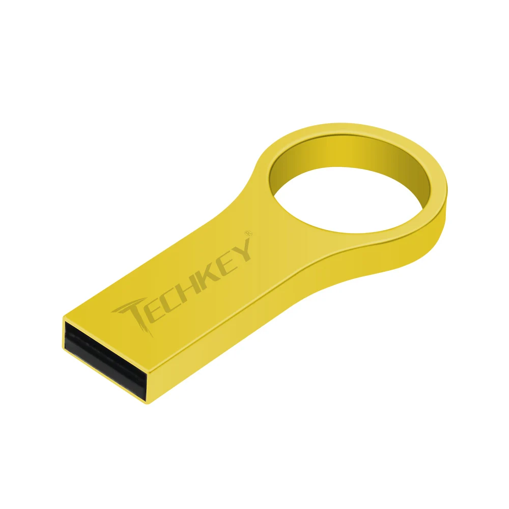 gold TECHKEY Usb флеш-накопитель 32 Гб 64 Гб ручки флеш-накопитель memoria Cel stick логотип на заказ 8 Гб 16 Гб u диск ручка-накопитель Висячие уплотнительное кольцо - Цвет: gold