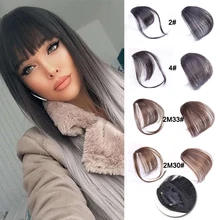 Clip In Blunt Bangs Thin Fake Fringes Natural Straigth Synthetic Neat Hair Bang Accessories For Girls Invisible Natural Colors