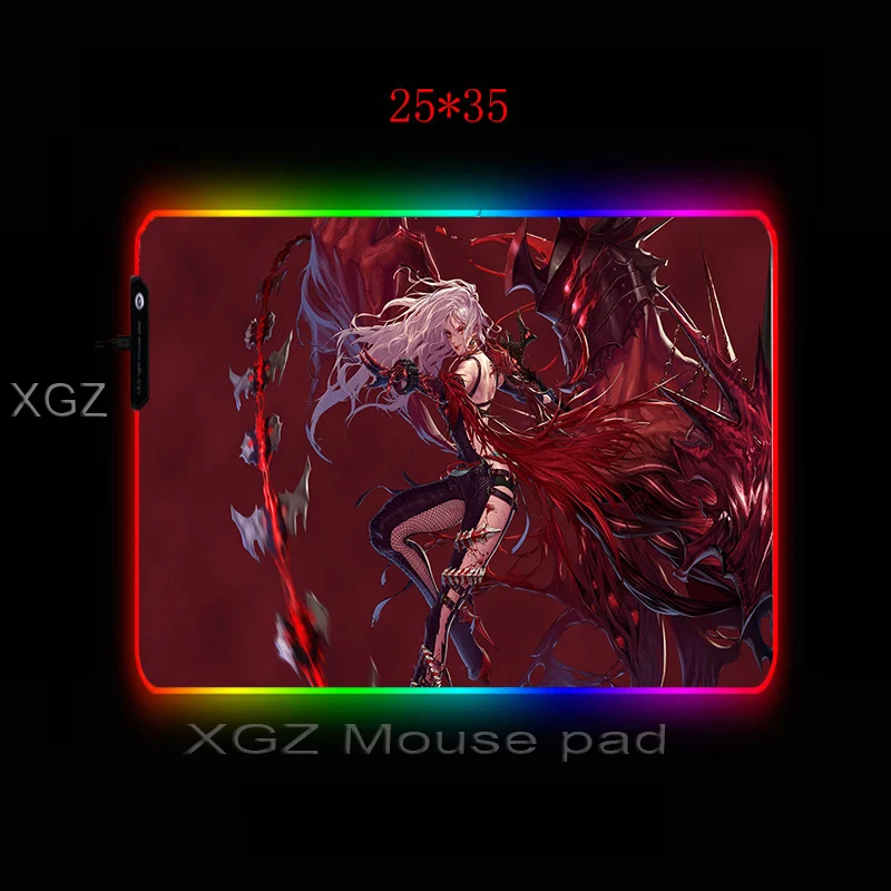  XGZ Anime Demon Killer Sexy Girl Large RGB Mouse Pad Lock Edge Custom Computer Colorful Keyboard De