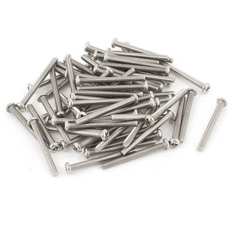 M3 x 30mm 304 Stainless Steel Phillips Pan Head Screws Bolt 60pcs | Обустройство дома