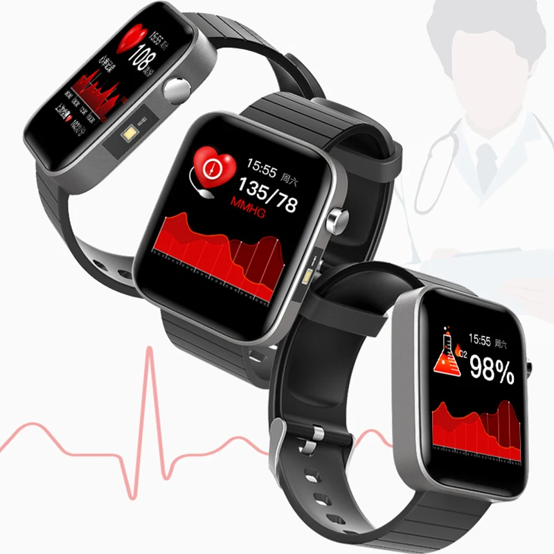 Temperatura do Corpo Monitor de Pressão Esportivo com Ecg Presente para Mulheres Relógios Inteligentes Medir Freqüência Cardíaca Arterial Relógio Ppg Spo2 Masculinas T68 - Image 2