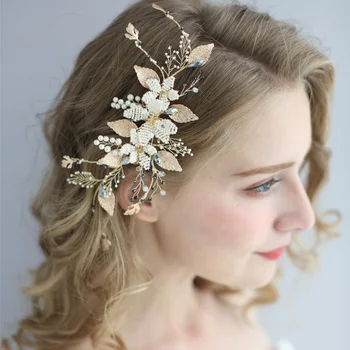 

NPASON Handmade Crystal Pearl Beads Hair Accessory Bridal Hair Vine Fancy Hair Clips