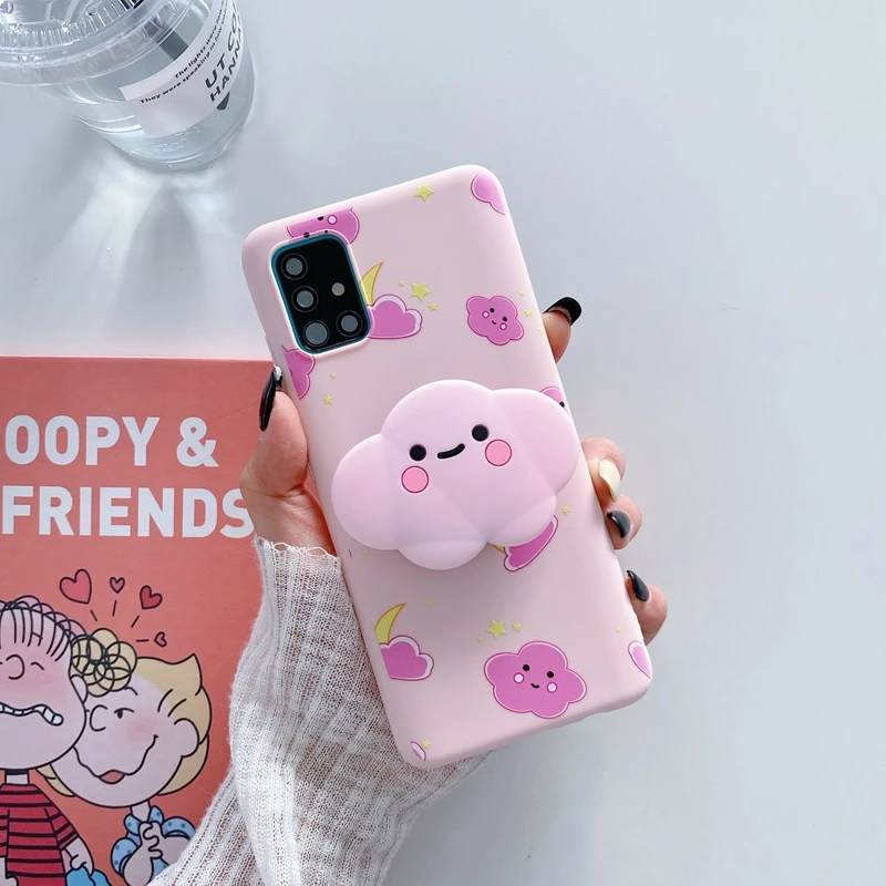 samsung cute phone cover 3D Hoạt Hình Dễ Thương Giá Đỡ Điện Thoại Ốp Lưng Dành Cho Samsung Galaxy Samsung Galaxy A51 A71 A32 A52 A72 4G 5G A52s A53 a12 Dễ Thương Silicone Mềm Cô Gái Đứng Bao Da cute phone cases for samsung  Cases For Samsung