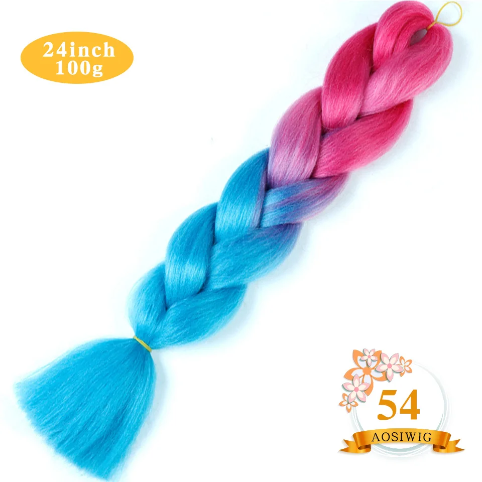 #10 AOSIWIG 2" Ombre Jumbo синтетические плетеные волосы крючком 100 г/упак. афро оптом розовый синий фиолетовый синтетические волосы - Цвет: #10