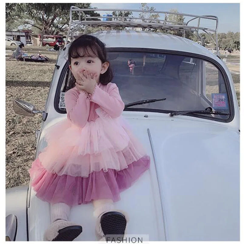 Милое уютное платье принцессы для девочек; осеннее Хлопковое трикотажное платье с длинными рукавами для девочек; вечерние платья-пачки для девочек; свадебные костюмы