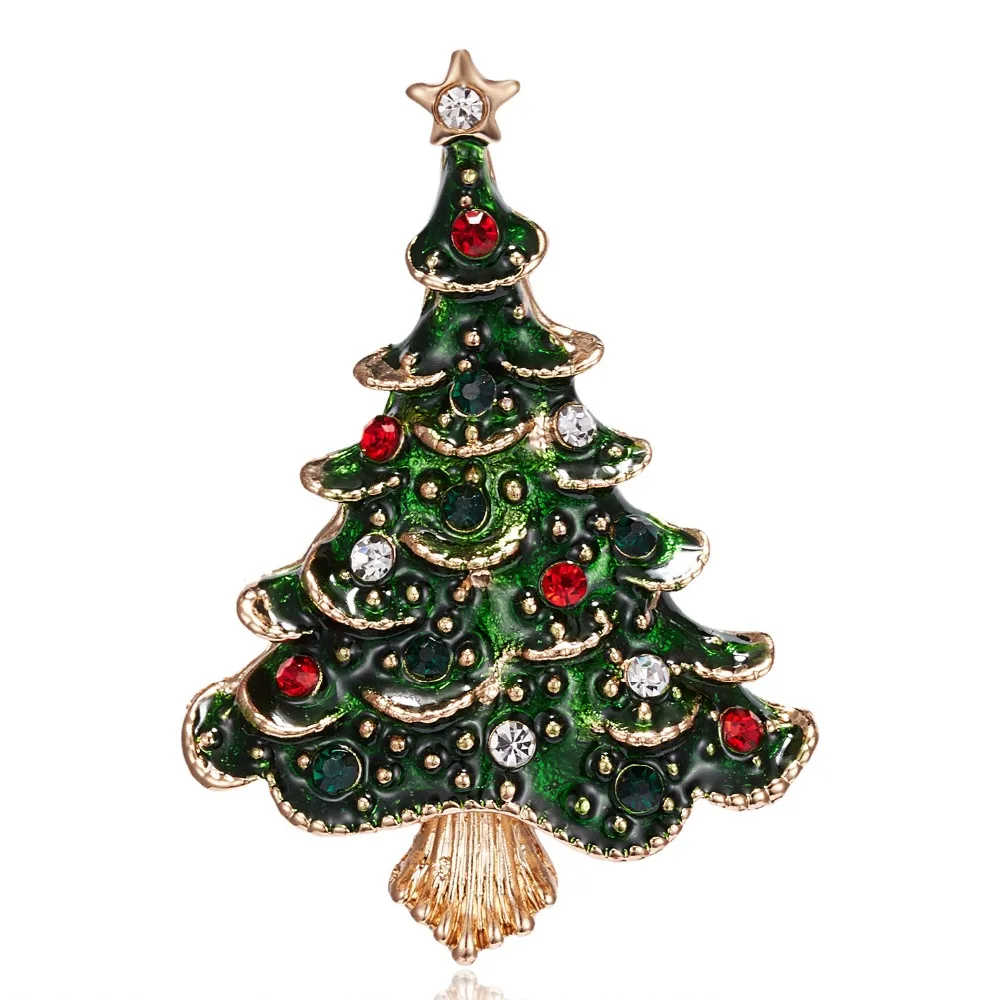 Rinhoo горный хрусталь кристалл рождественские броши в виде дерева для женщин трендовые изысканные булавки подарок свитер платье аксессуары рождественские украшения