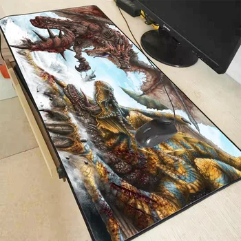 

90X40CM Anime Monster Hunter World Large Gaming Mouse Pad Locking Edge Mouse Mat for Computer Keyboard Pad Desk Pad