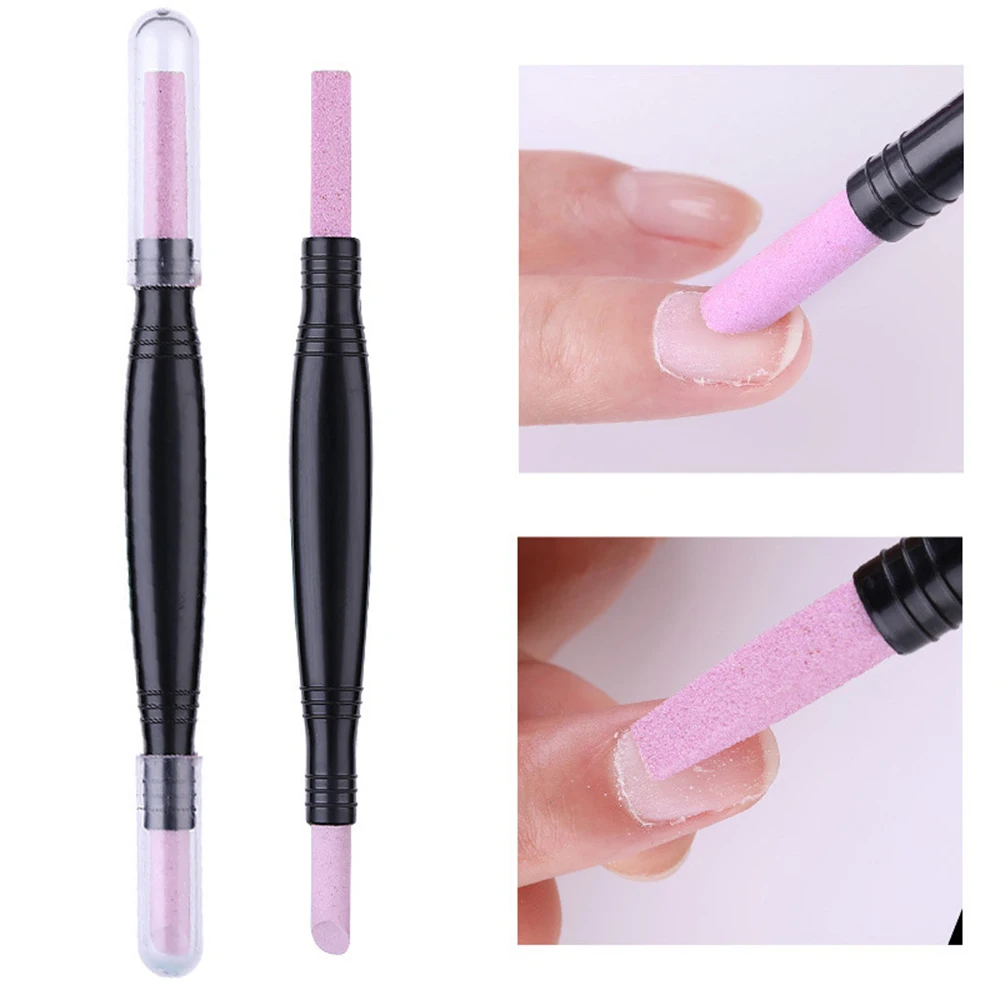 Double Headed Quartz Scrub Pen Cuticle Remover Pusher Trimmer Dead Skin Black Professional Nail Art Care Tool Fine Polish | Красота и