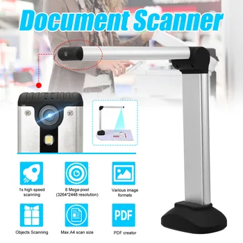 

Document Scanner High Speed USB Book Image A4 Document Camera Scanner With 8.0MP Camera HD High-Definition Timing Portable
