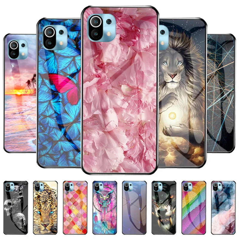 For Xiaomi Mi 11 Lite Glass Case on Xiaomi Mi 11 Ultra Mi11 Pro Protective Glass Back Cover For Xiaomi Mi 10T Lite 10S Coque TPU
